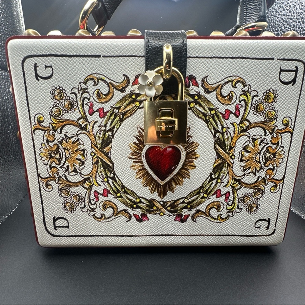 Dolce & Gabbana Black and White Mini Bag with Red Heart Accent